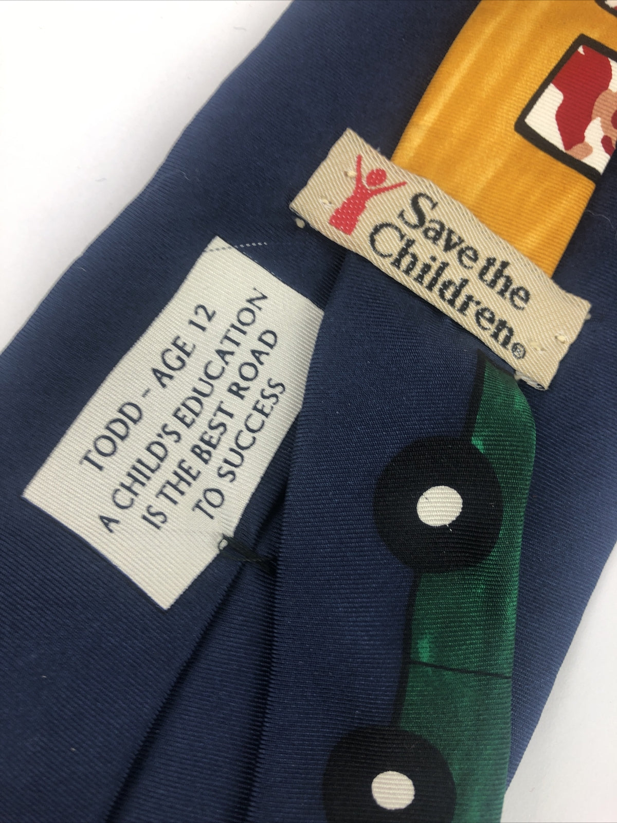 Save The Children " A Childs Education " Men's 100% Silk Necktie Multicolor 56"