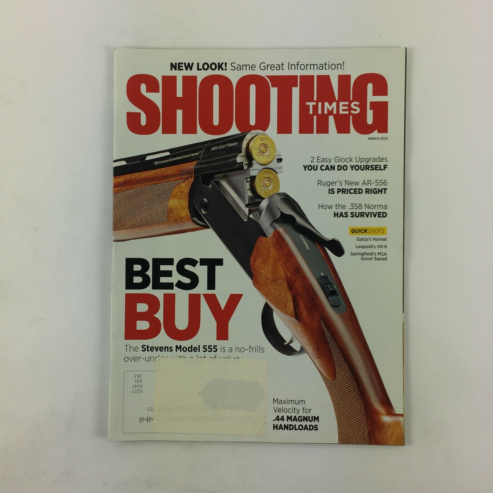 March 2015 Shooting Times Magazine Stevens Model 555 .44 Magnum Handloads AR-556
