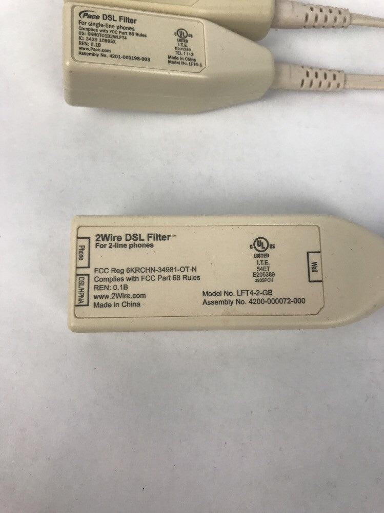 3 X Pace DSL Filter 6" LFT 4-1-GB for Single-Line Phones + 2wire DSL 2 Line Filt
