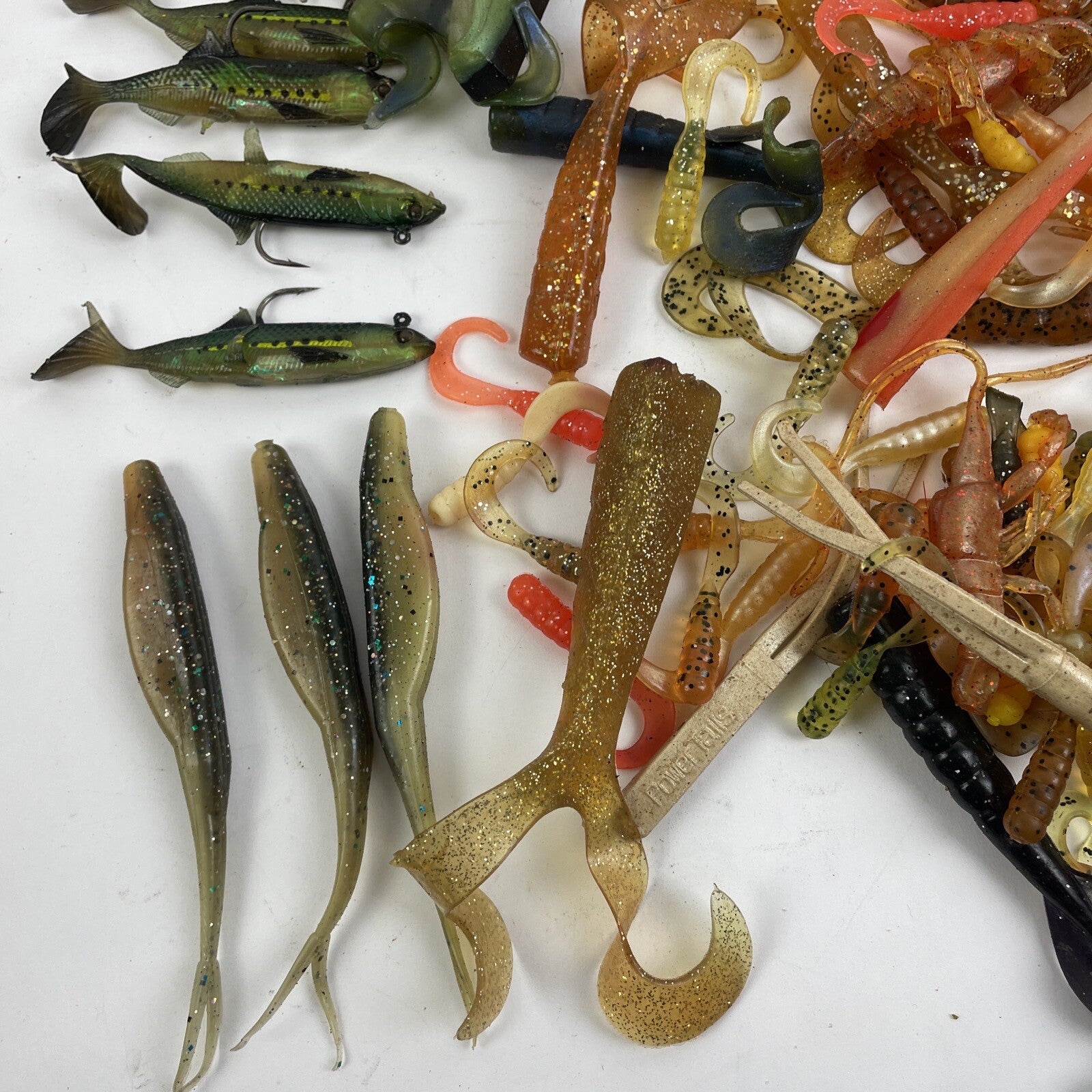 Huge Lot Bass Fishing Soft Lure - Worms Minnows Jig Grub Fishtrap Plastic Rubber