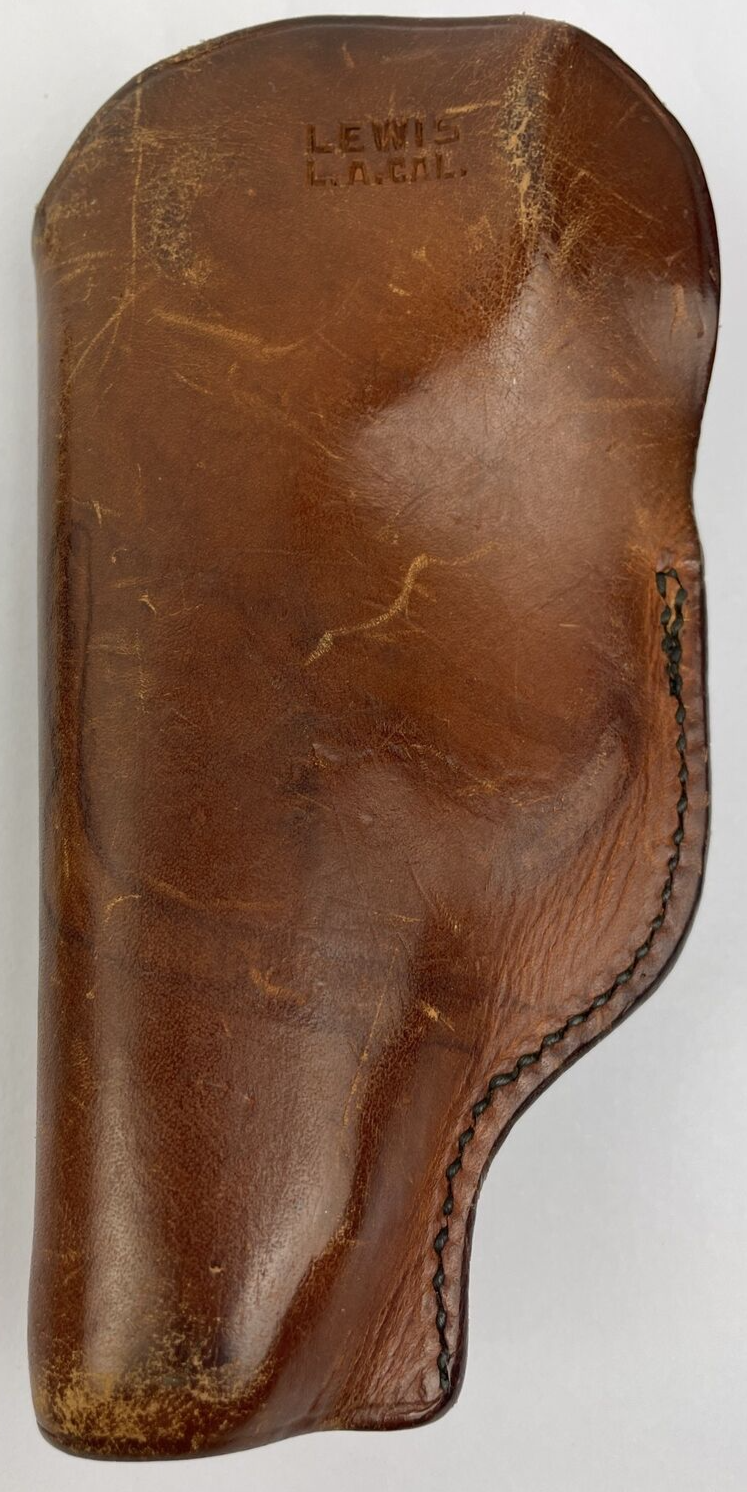 Vintage Leather Gun Holster, Lewis - L. A. Ca. San Gabriel Los Angeles 6" RARE