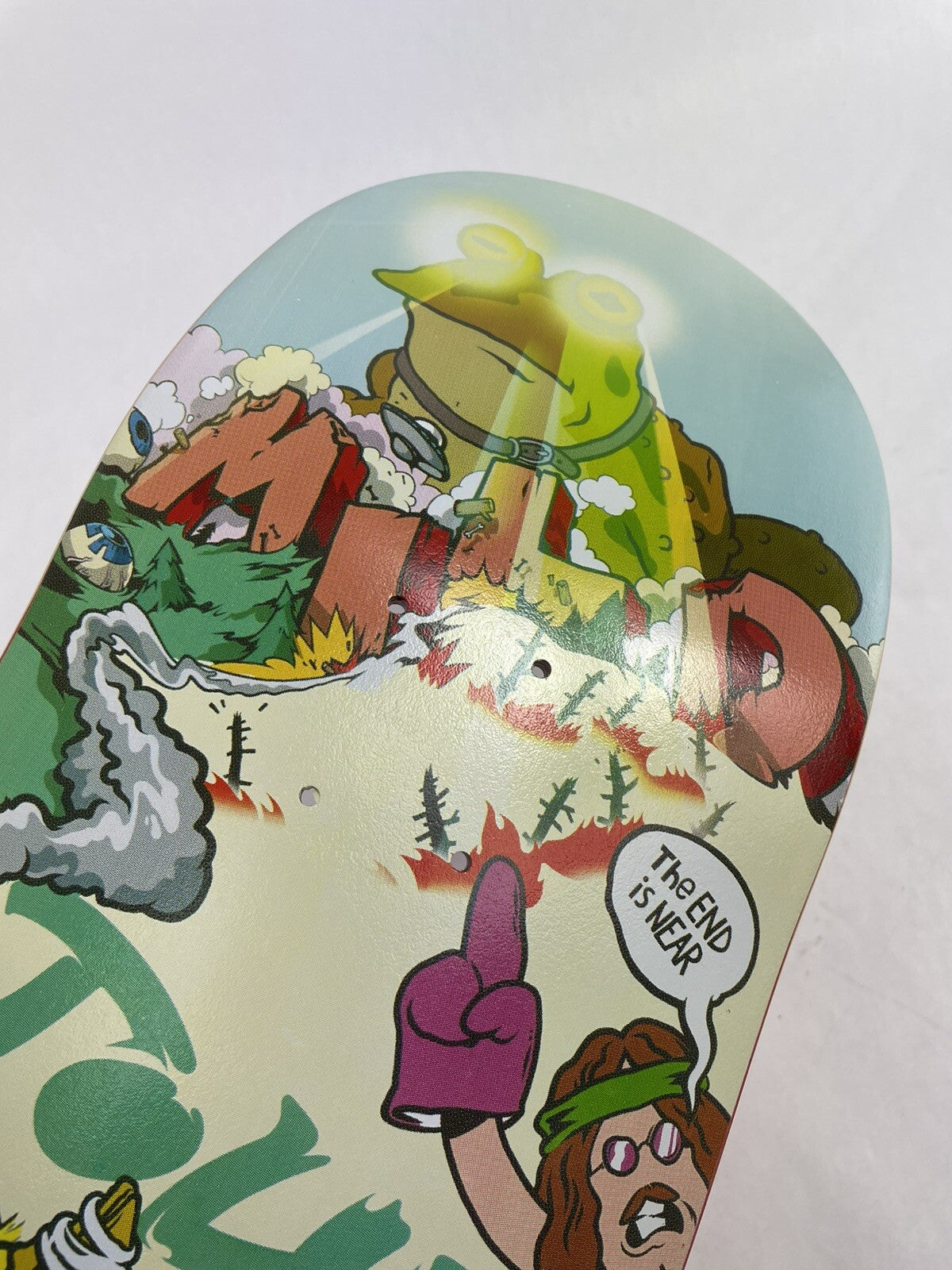 Mild Skateboards Hypnotoad The End Is Near 8.5-inch rare skateboard deck with premium maple construction and bold graphic artwork.