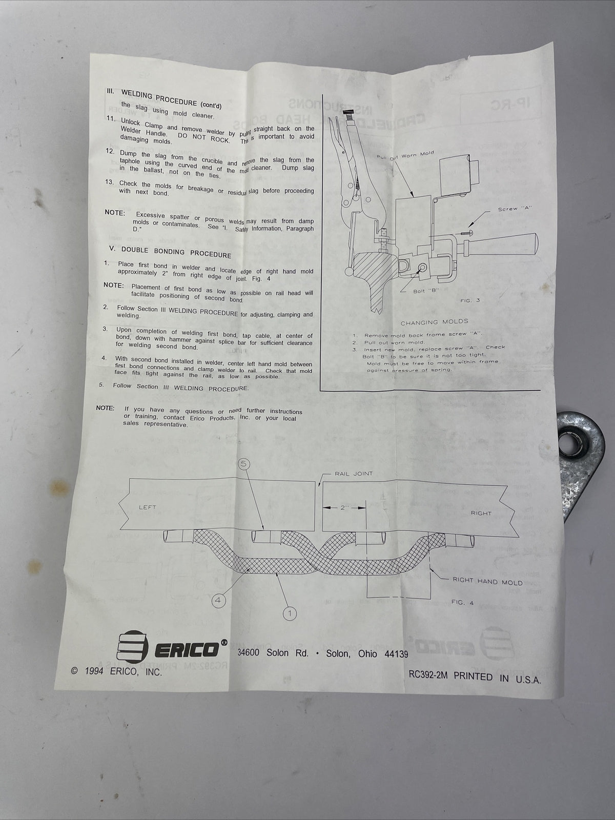 CADWELD Joint Bond Mold Pair Only Power 85-141 lb T-Rail 250 kcmil Stranded