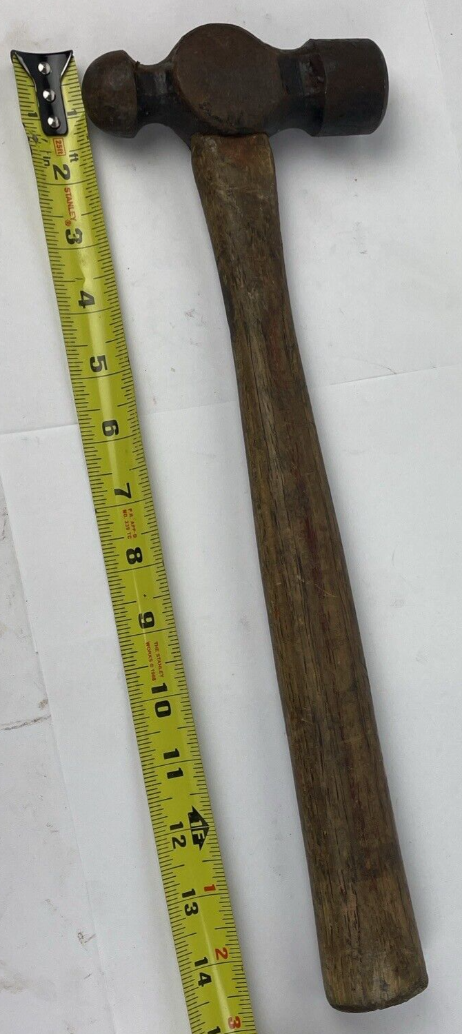 Vintage 33 oz Ball Peen Hammer On Original Hickory 15” Wood Handle