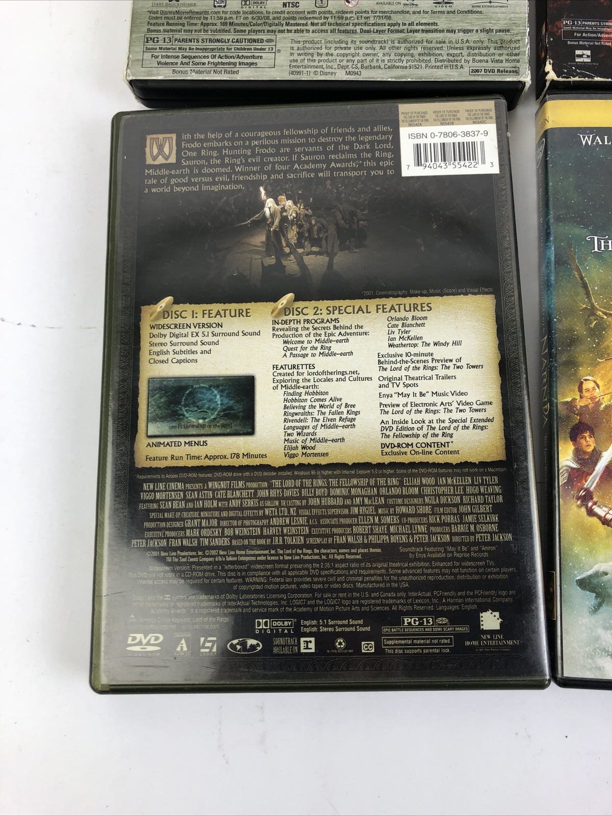 Fantasy DVD Lot Of 4 NARNIA The Lord of the Rings - 2 x Pirates of the Caribbean