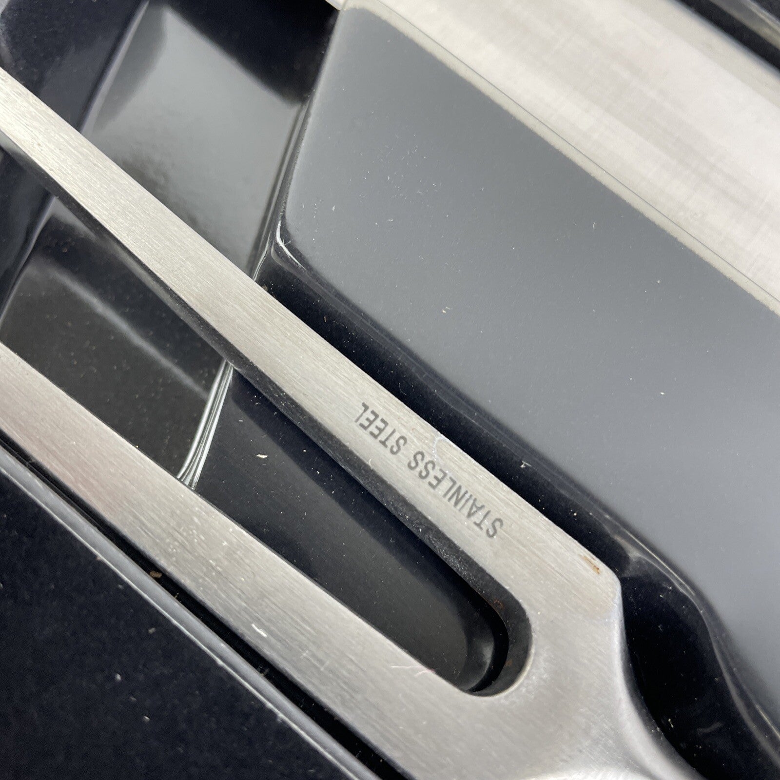 Martha Stewart 2 pc set with 8" Santoku Knife & Carving Fork w Wood Case - LOOK