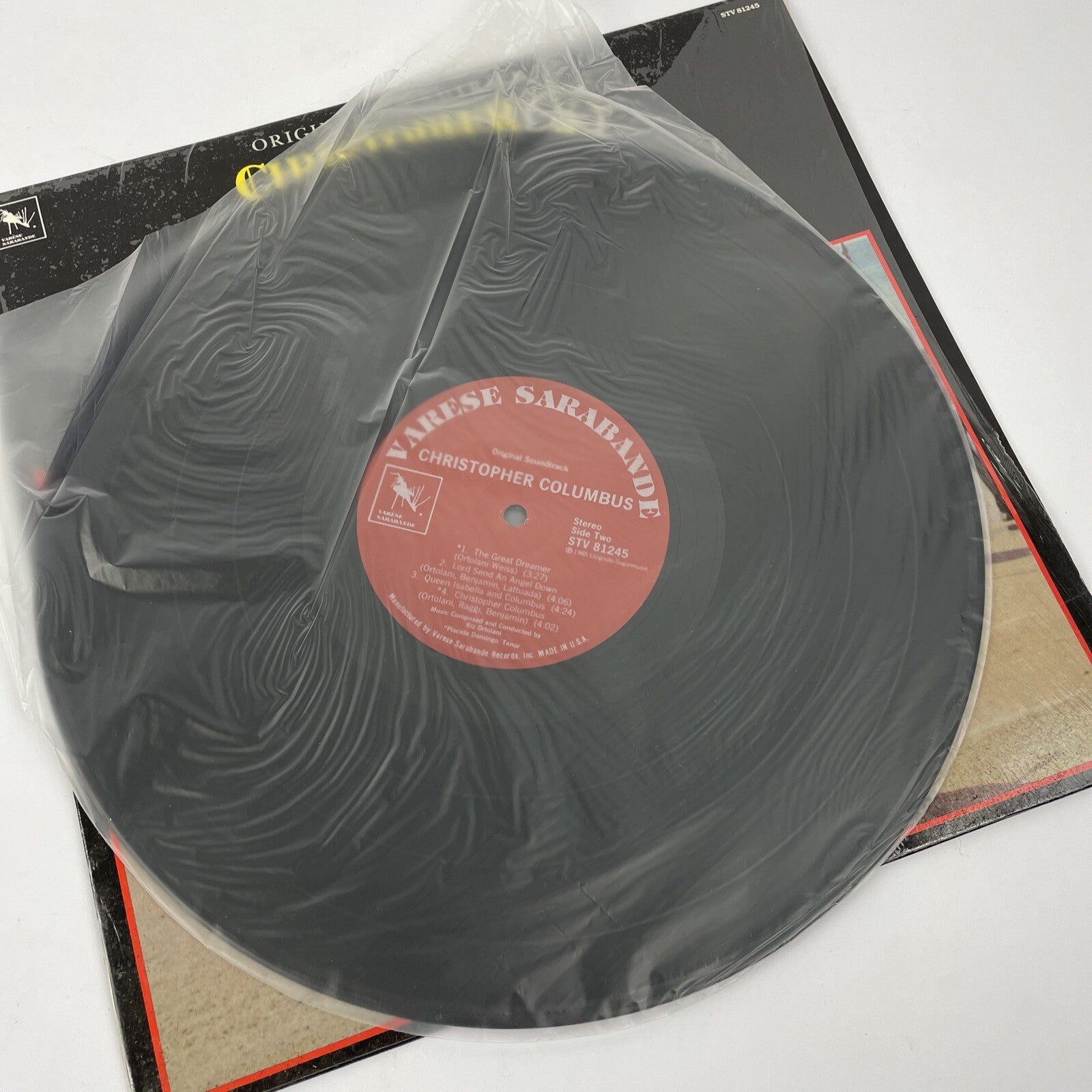 CHRISTOPHER COLUMBUS ORIGINAL SOUNDTRACK 1985 LP RIZ ORTOLANI STV 81245 - VGC