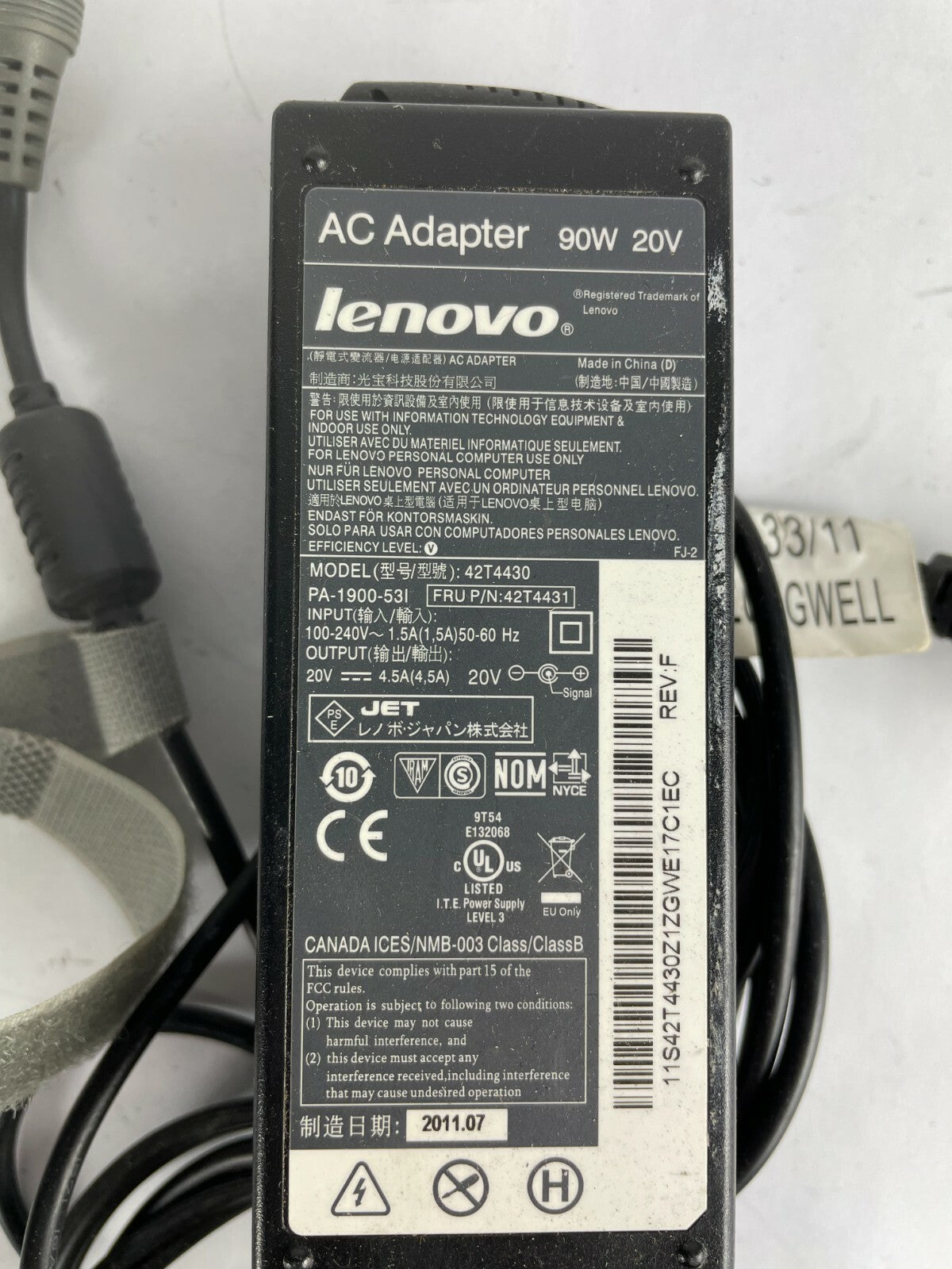 Genuine Lenovo 42T4430 AC Adapter Output 20 V 4.5 A Power Supply Adapter A97