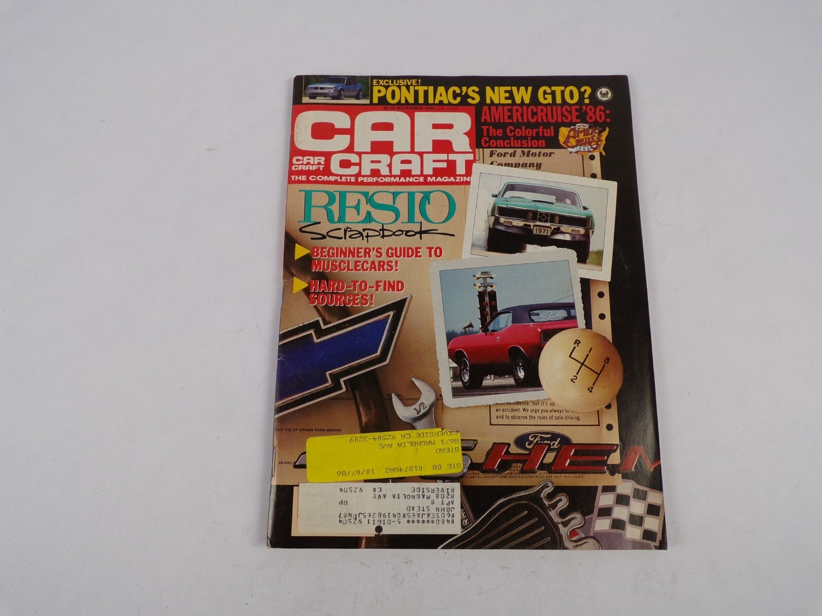 November 1986 Car Craft Resto Scrapbook Exclusive! Pontiac's New GTO? Ameriruise