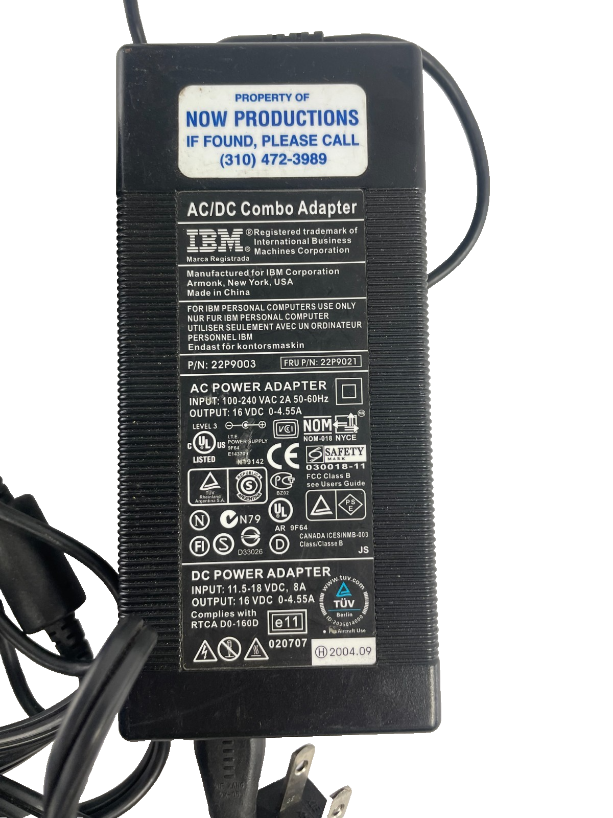 Geniune IBM Model 22P90023 Output 16V 0-4.55A Power Supply AC Adapter #A83