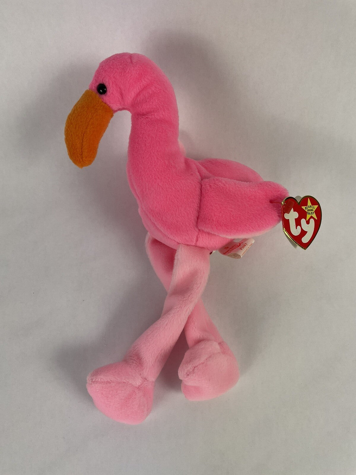 TY 1995 Pinky the Pink Flamingo Beanie Baby w/ Tag Collectible Plush Stuffed Vtg