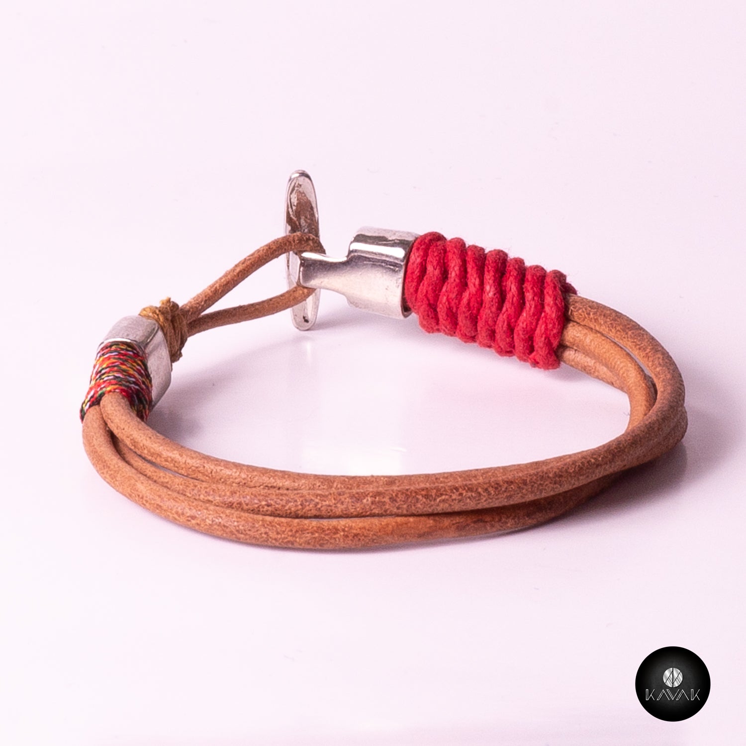 Kavak handmade braided leather cord adjustable men's bracelet