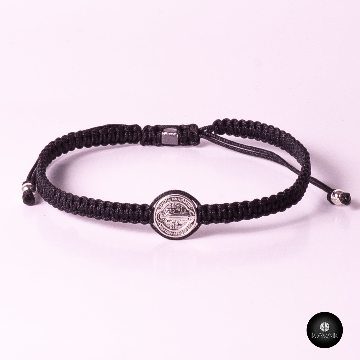 Kavak - Handmade Girl Black Saint Benedict Adjustable Women's Bracelet