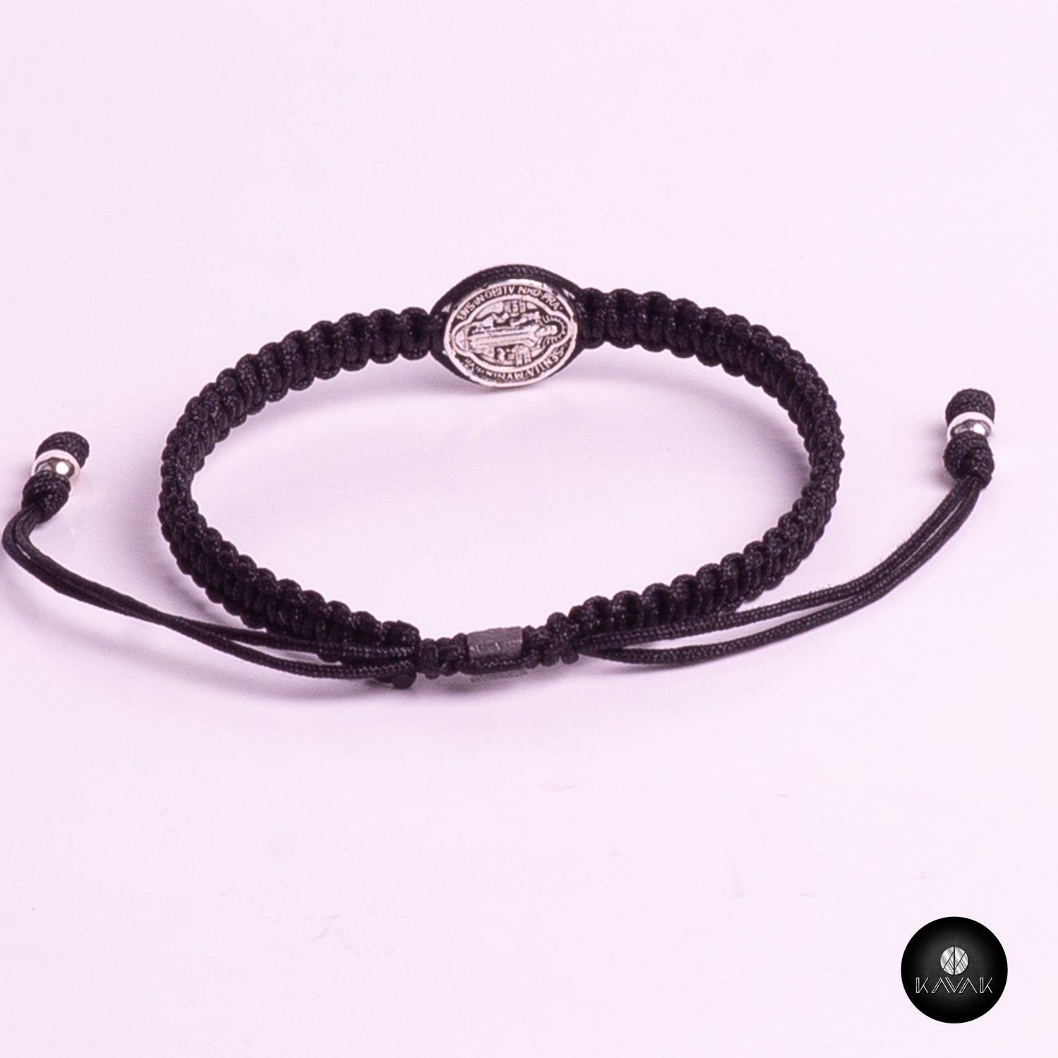 Kavak - Handmade Girl Black Saint Benedict Adjustable Women's Bracelet