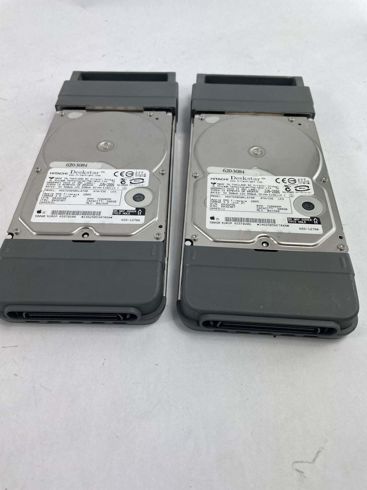 Lot of 2: Apple 620-2976-A SATA 3.5” HHD Caddy Xserve RAID IDE + 2 X 500GB HDD