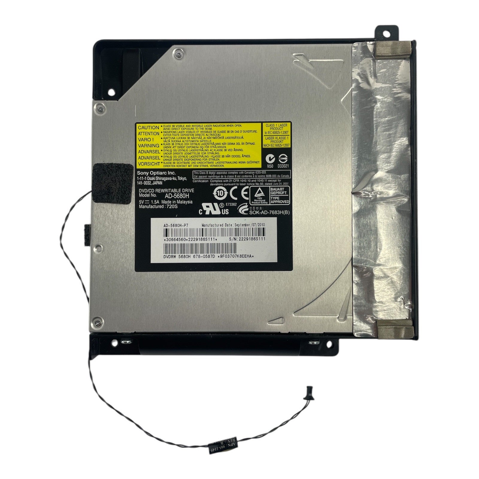 Apple iMac 27" A1312 DVD Optical Drive AD-5680H 678-0587A w/ Sensor Cable
