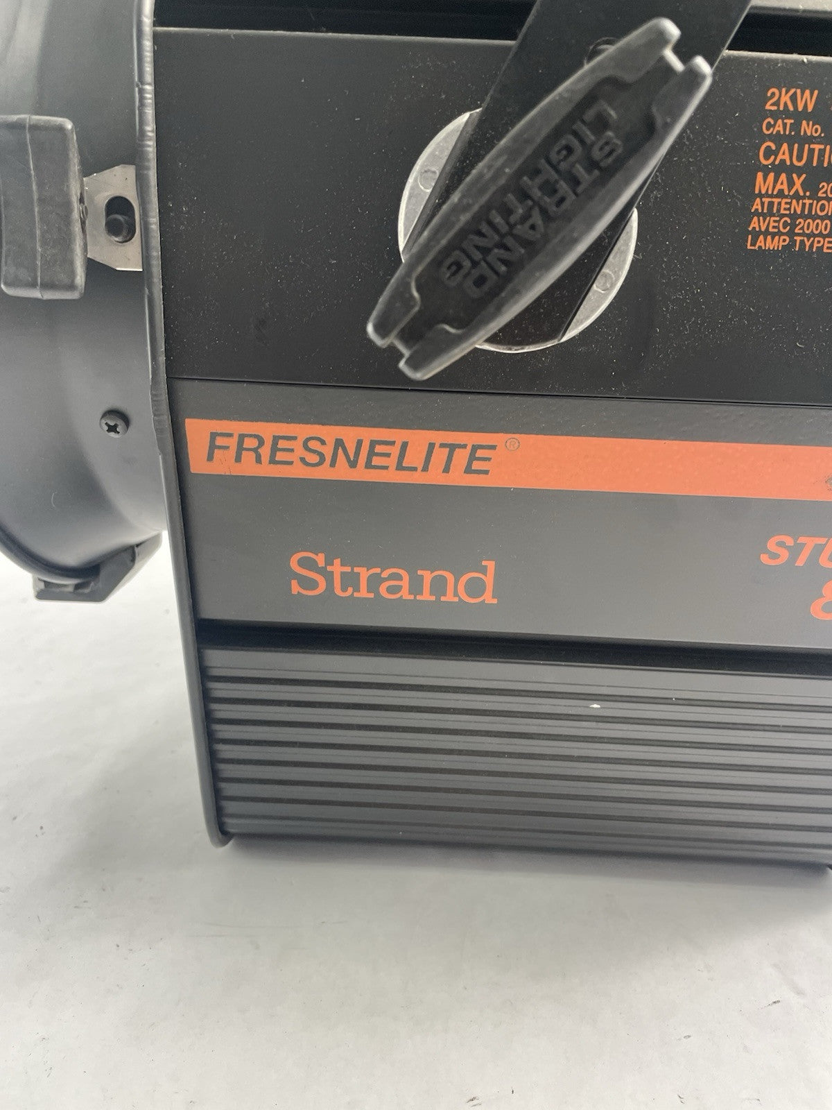 Fresnel Strand Fresnelite 8" 2kw SpotLight C-Clamp & Twist Lock Plug w Barndoors