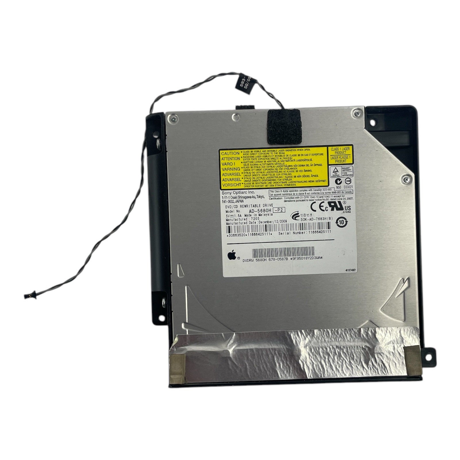 AD-5680H Apple iMac 27" A1312 DVD Optical Drive 678-0587A w/ Sensor Cable