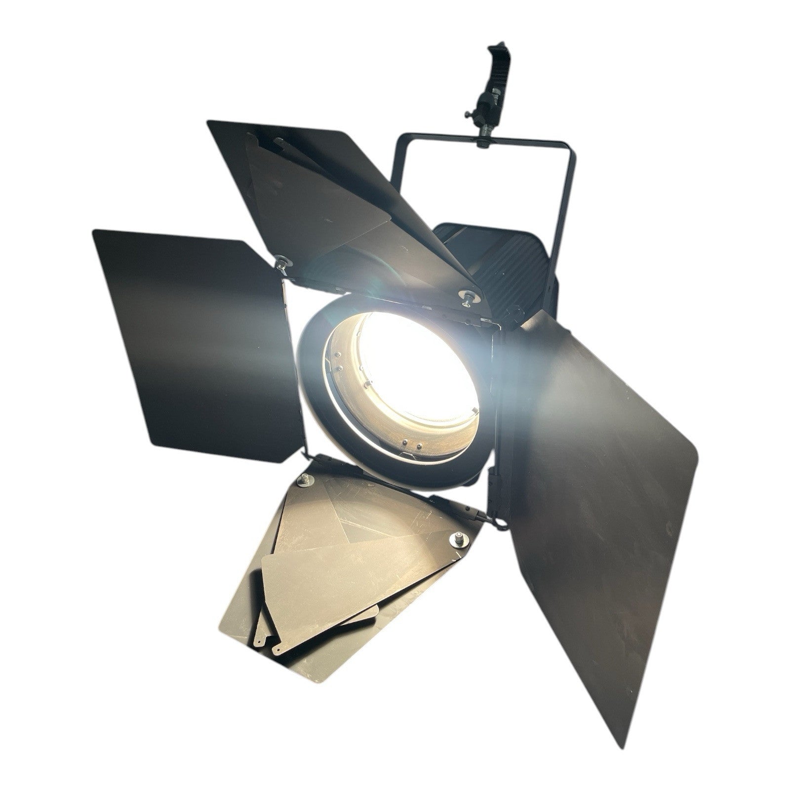 Fresnel Strand Fresnelite 8" 2kw SpotLight C-Clamp & Twist Lock Plug w Barndoors