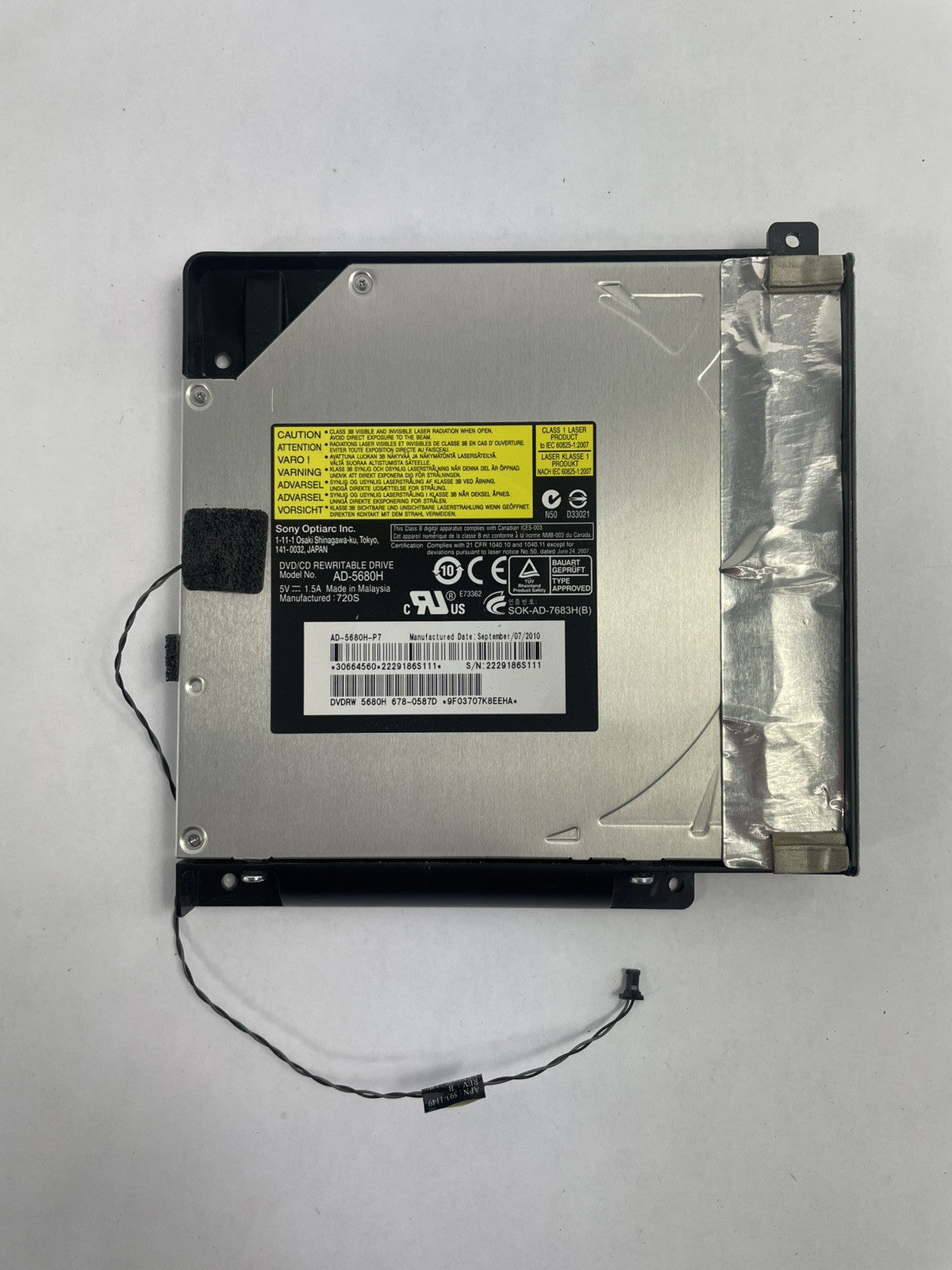 Apple iMac 27" A1312 DVD Optical Drive AD-5680H 678-0587A w/ Sensor Cable