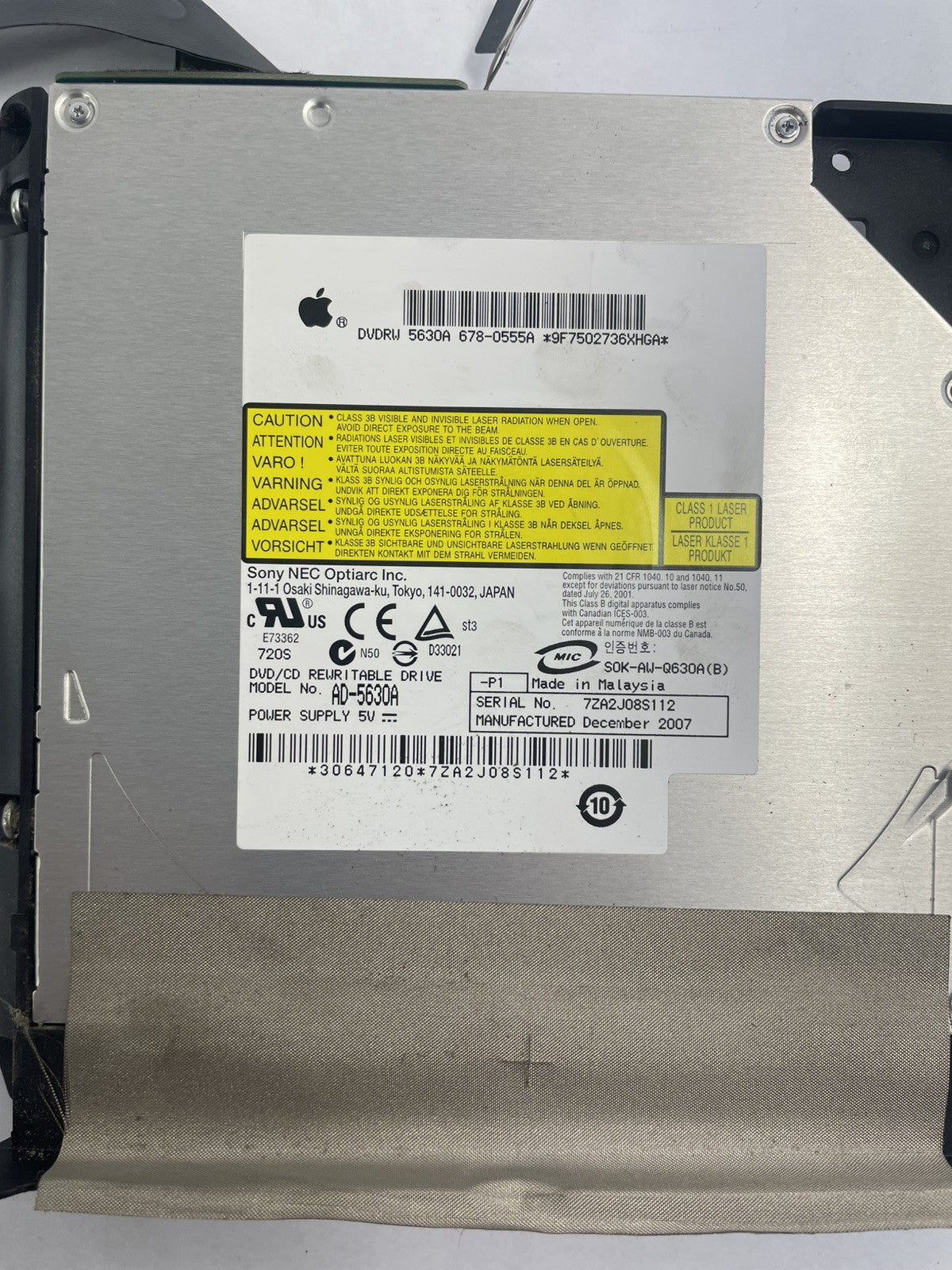 Apple iMac Super Drive CD-DVD RW IDE Sony AD-5630A AD5630A 678-0555B L70