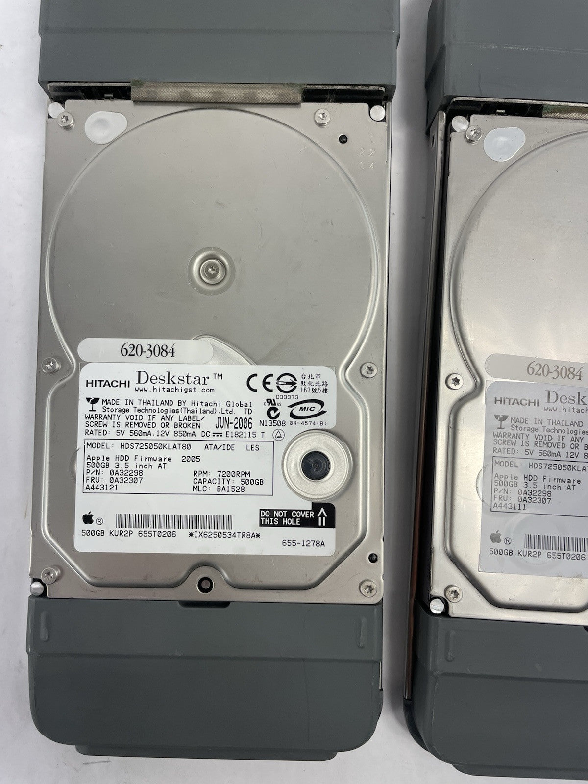 Lot of 2: Apple 620-2976-A SATA 3.5” HHD Caddy Xserve RAID IDE + 2 X 500GB HDD