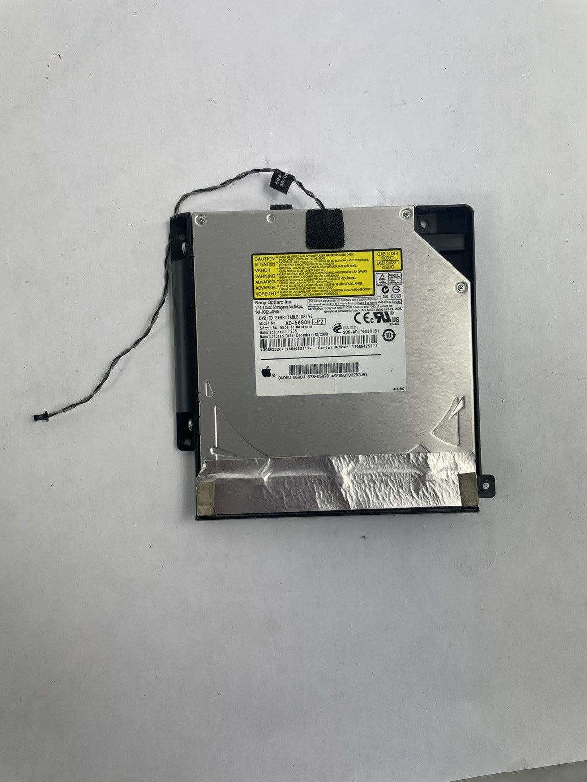 AD-5680H Apple iMac 27" A1312 DVD Optical Drive 678-0587A w/ Sensor Cable