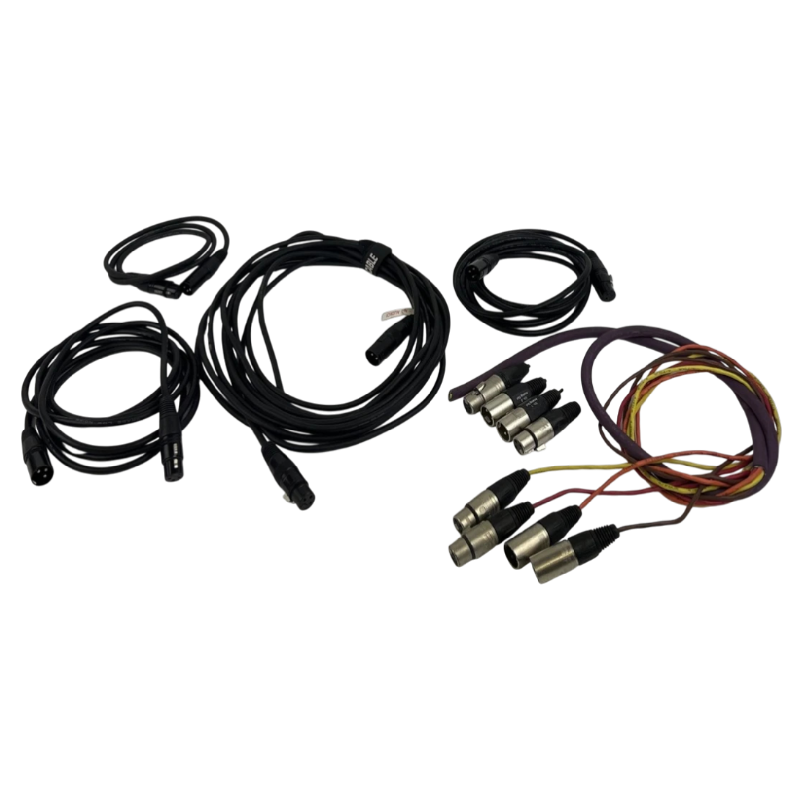 Lot Of 5  XLR 3 - pin XLR cables Male To Female Connections Assorted Lengths