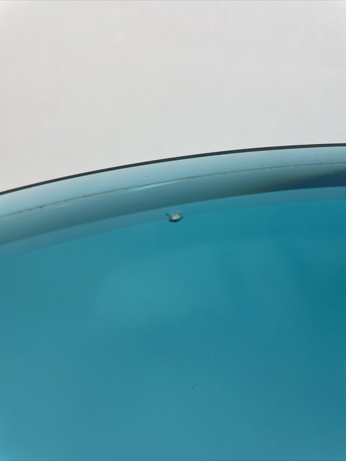 VITRAFORM Freestanding Glass Sink OD 14.5" Light Blue Finish w Designer Drain