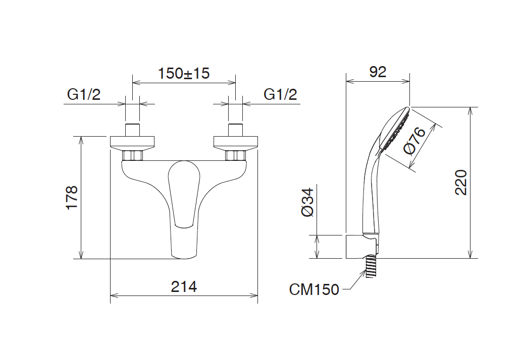 La Torre Latorre METRO 32019 Chrome Single lever bath mixer w fix wall bracket