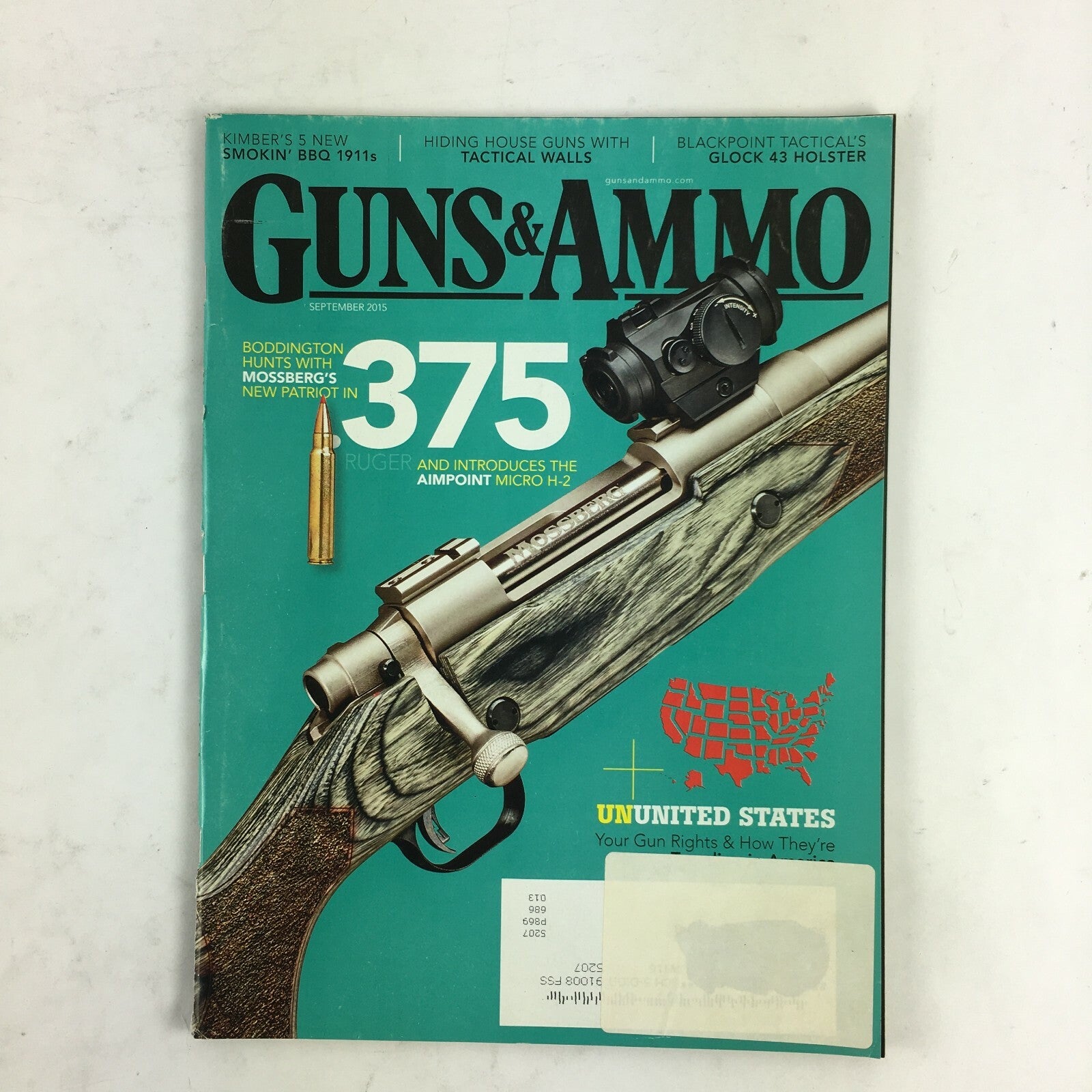 September 2015 Guns & Ammo Magazine 375 Ruger Boddington Hunts with Mossberg's