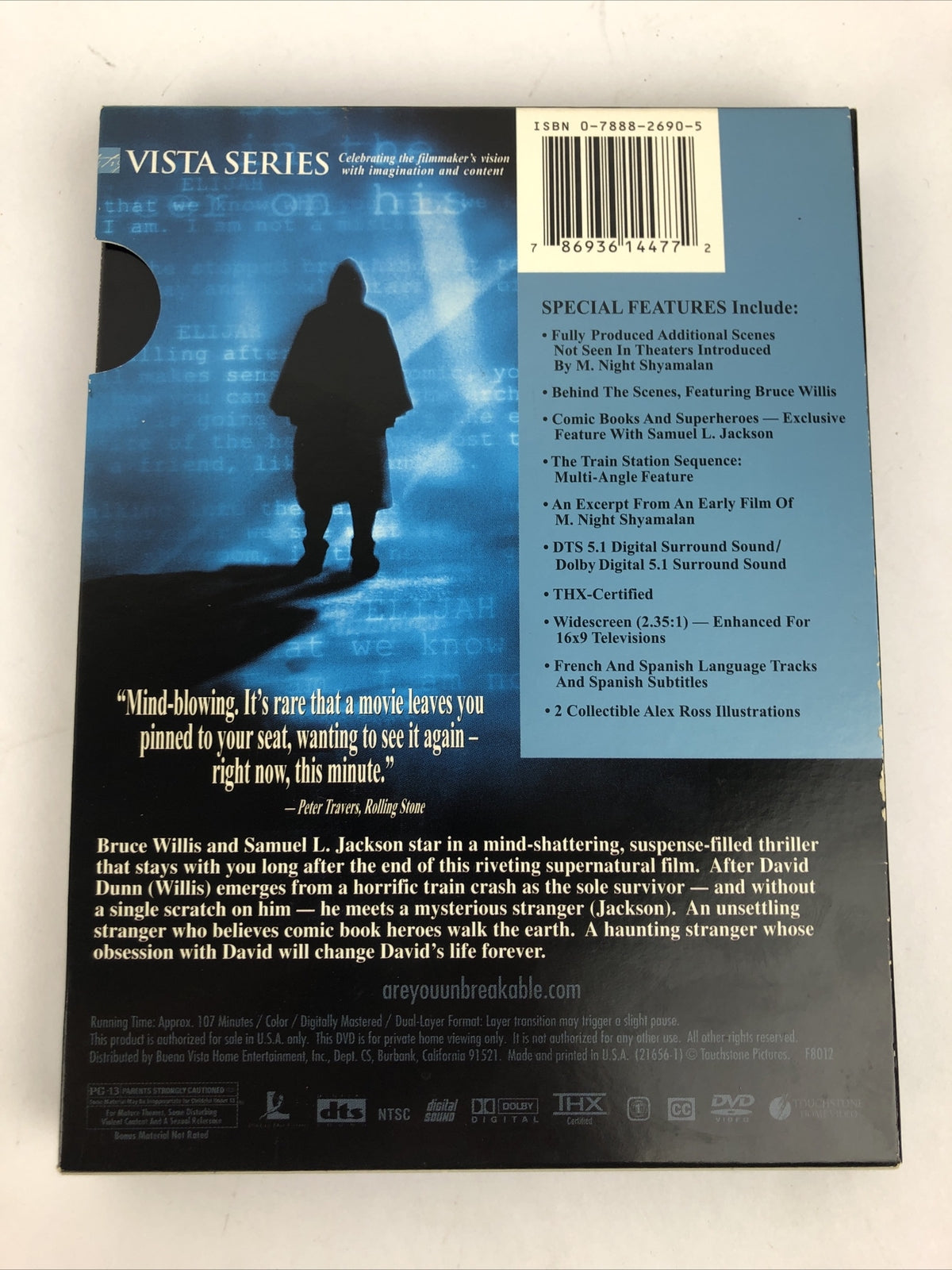 Unbreakable (Two-Disc Vista Series) - DVD By Bruce Willis Complete Mint Cond.