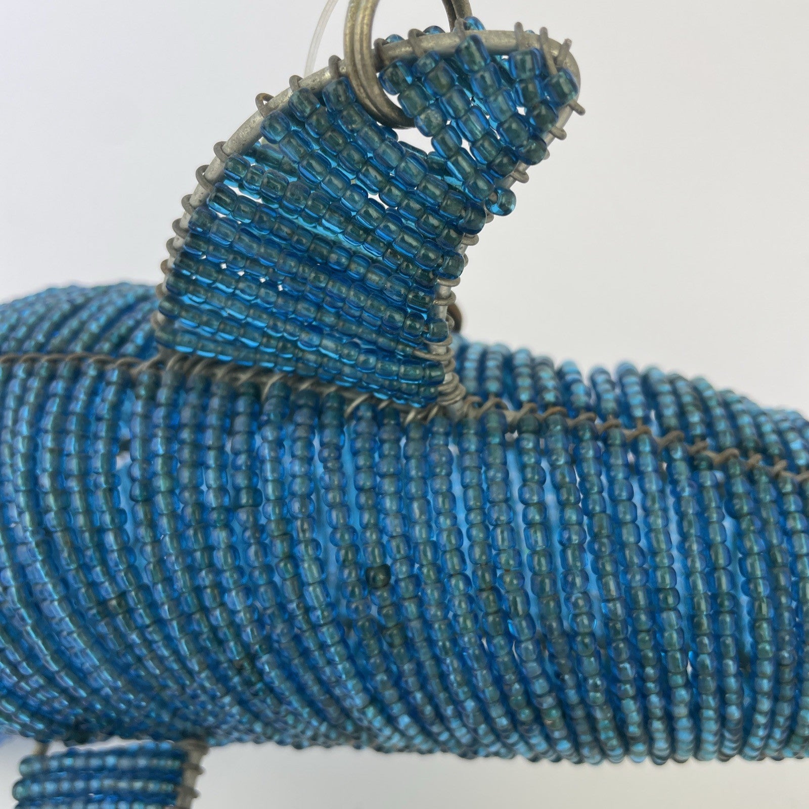 Dolphin Porpoise Beautiful Blue Bead Beaded Hanging HAND Made By Beadworx 12"