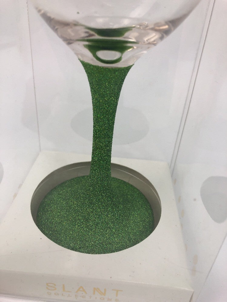 Slant Collection 13.5oz Holiday Wine Glass Christmas Tis The Season Green Nice