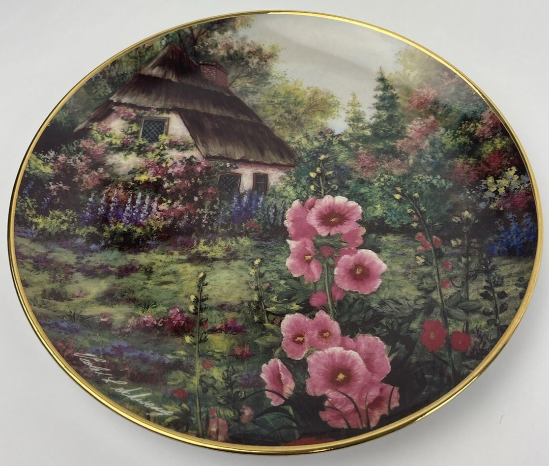 Violet Schwenig Franklin Mint Plate " Hollyhock Cottage " # JB3418 LMTD Plate