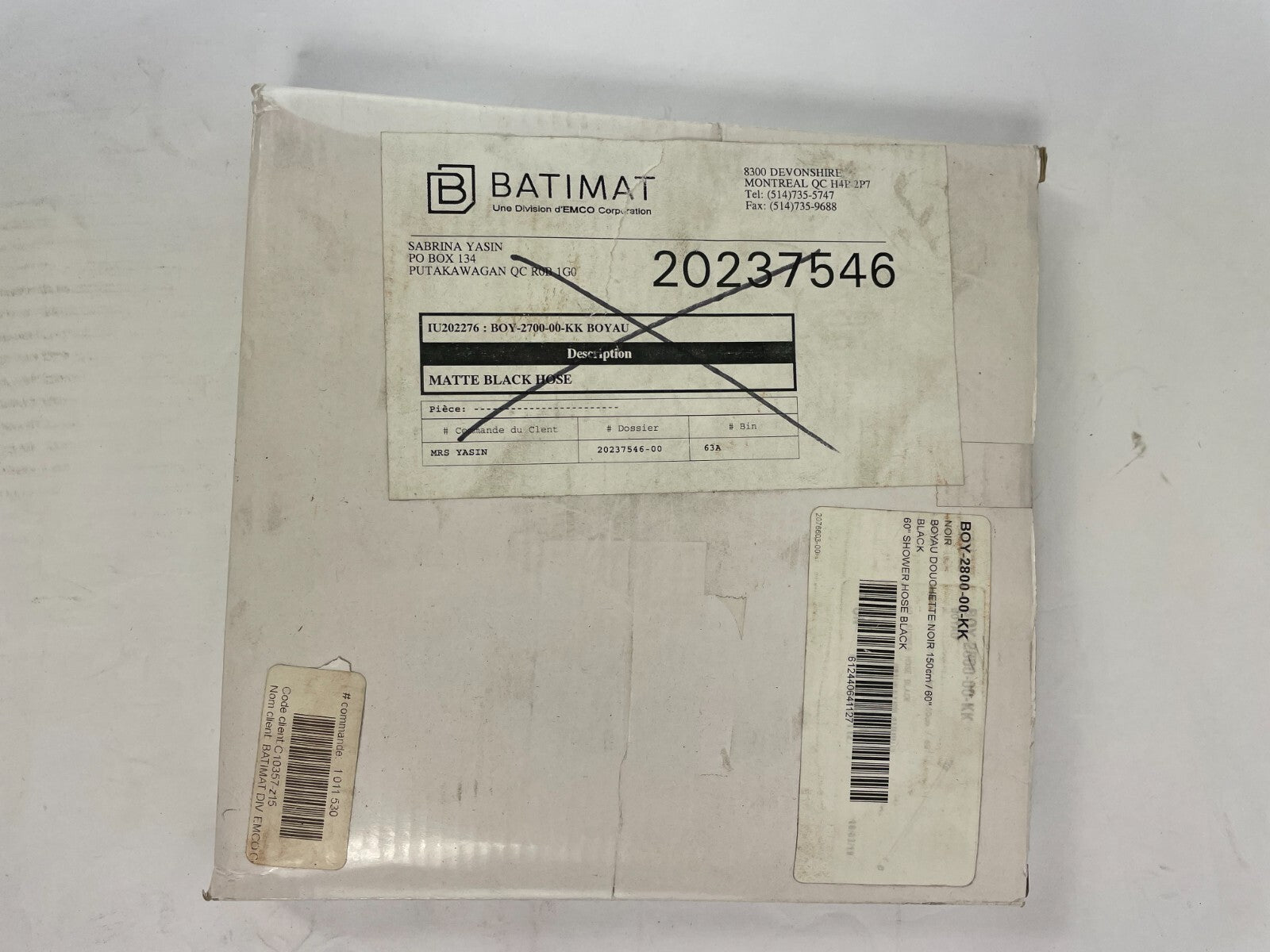 Baril BOY-2800-00-KK matte black 59 inch PVC hand shower hose