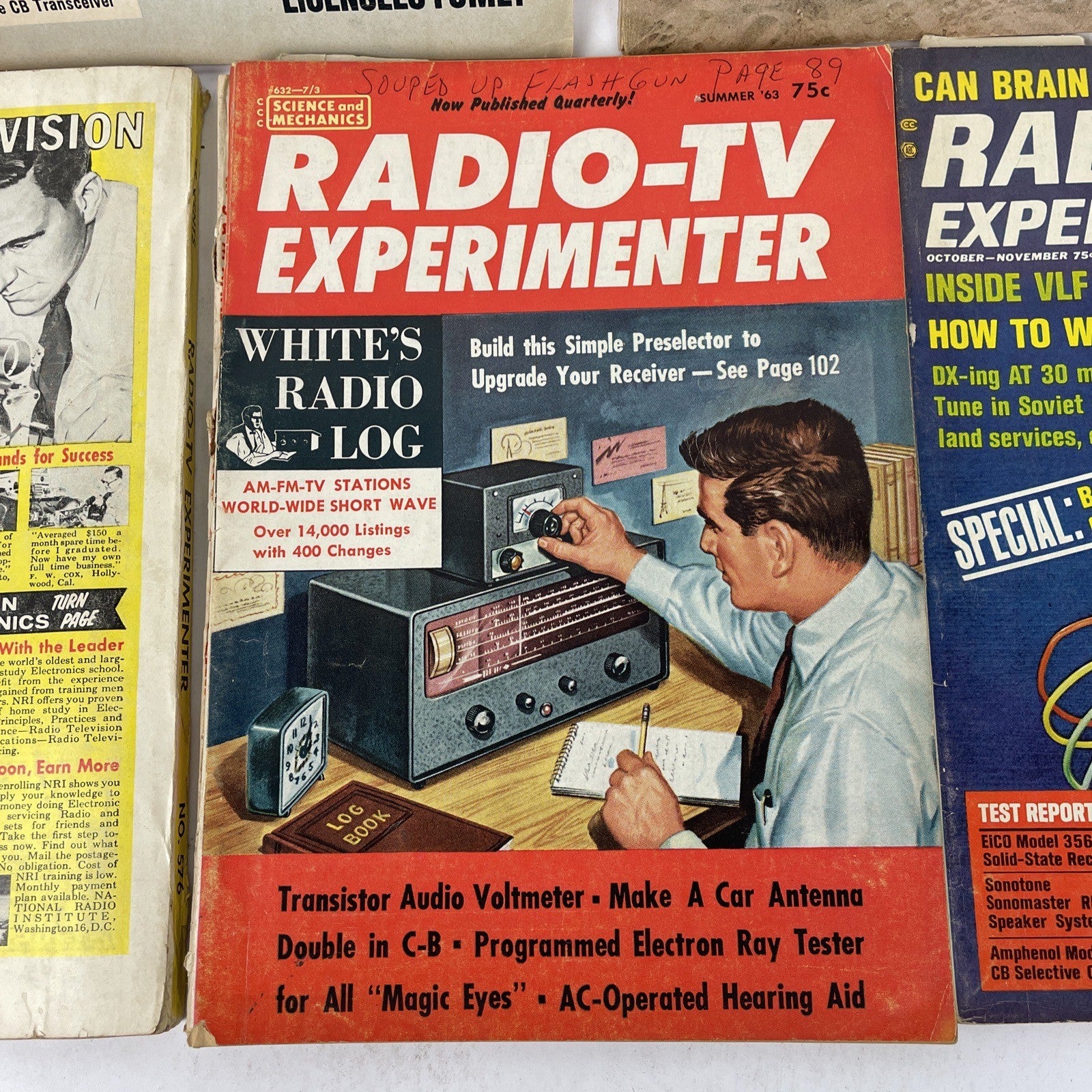 Lot of 5 x 1960's Radio-TV Experimenter Magazine Lot by Science and Mechanics