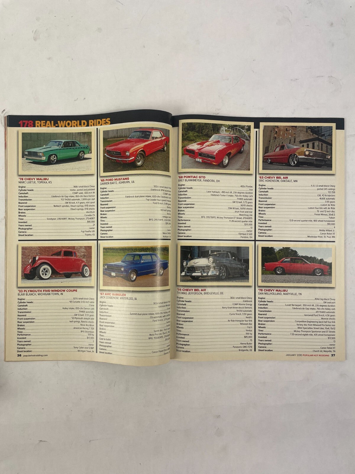 January 2010 Hot Rodding Magazine 178 Real-World Rides! Specs, Prices, Performan