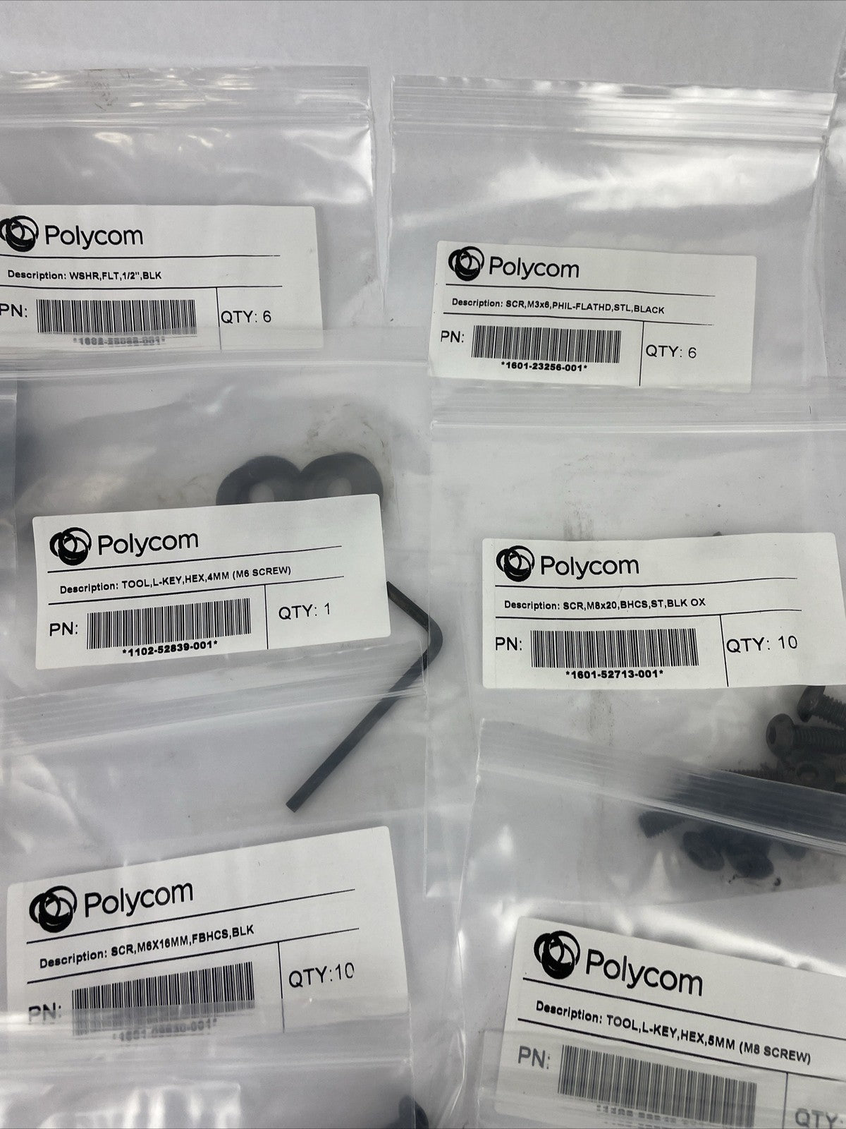 Huge Lot of Polycom ASSY Hardware Kit washers Allen Screws Keys 20 Assorted Bags