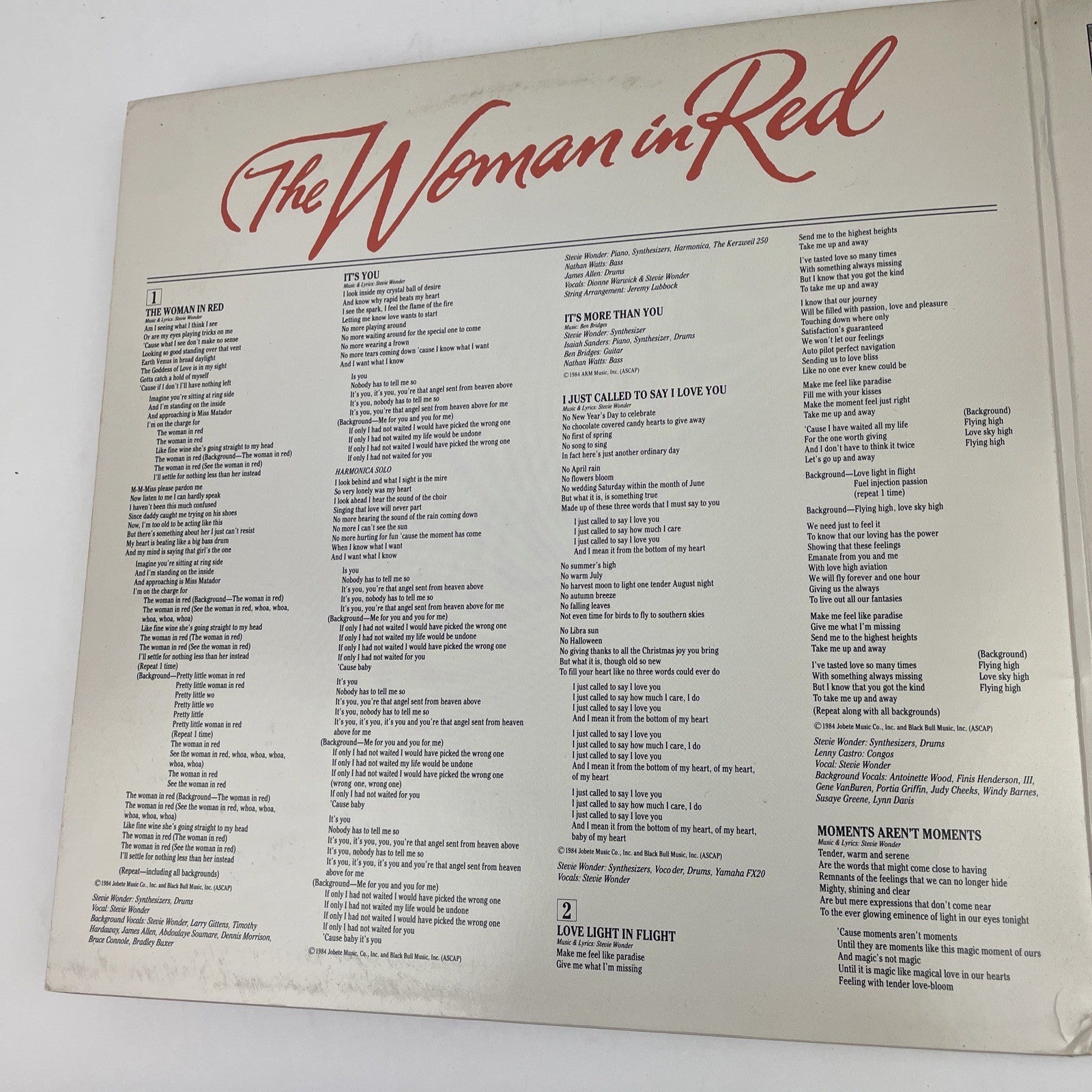 Stevie Wonder ‎The Woman In Red Motion Picture Soundtrack 1984 Vinyl LP Motown