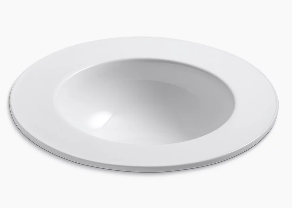 Kohler Camber K-2282-0 white round drop-in bathroom sink without faucet hole