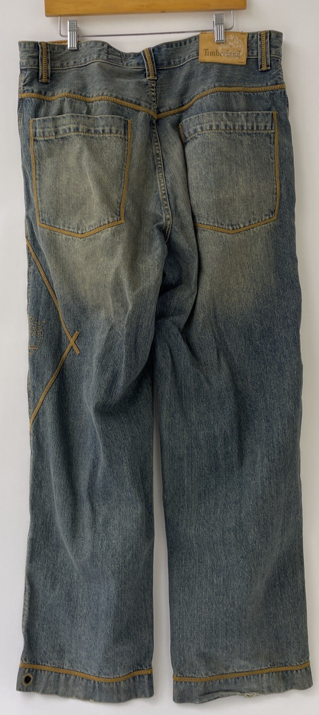 Timberland Denim Jeans Mens Size 38 X 32 Straight Leg Baggy Embroidered