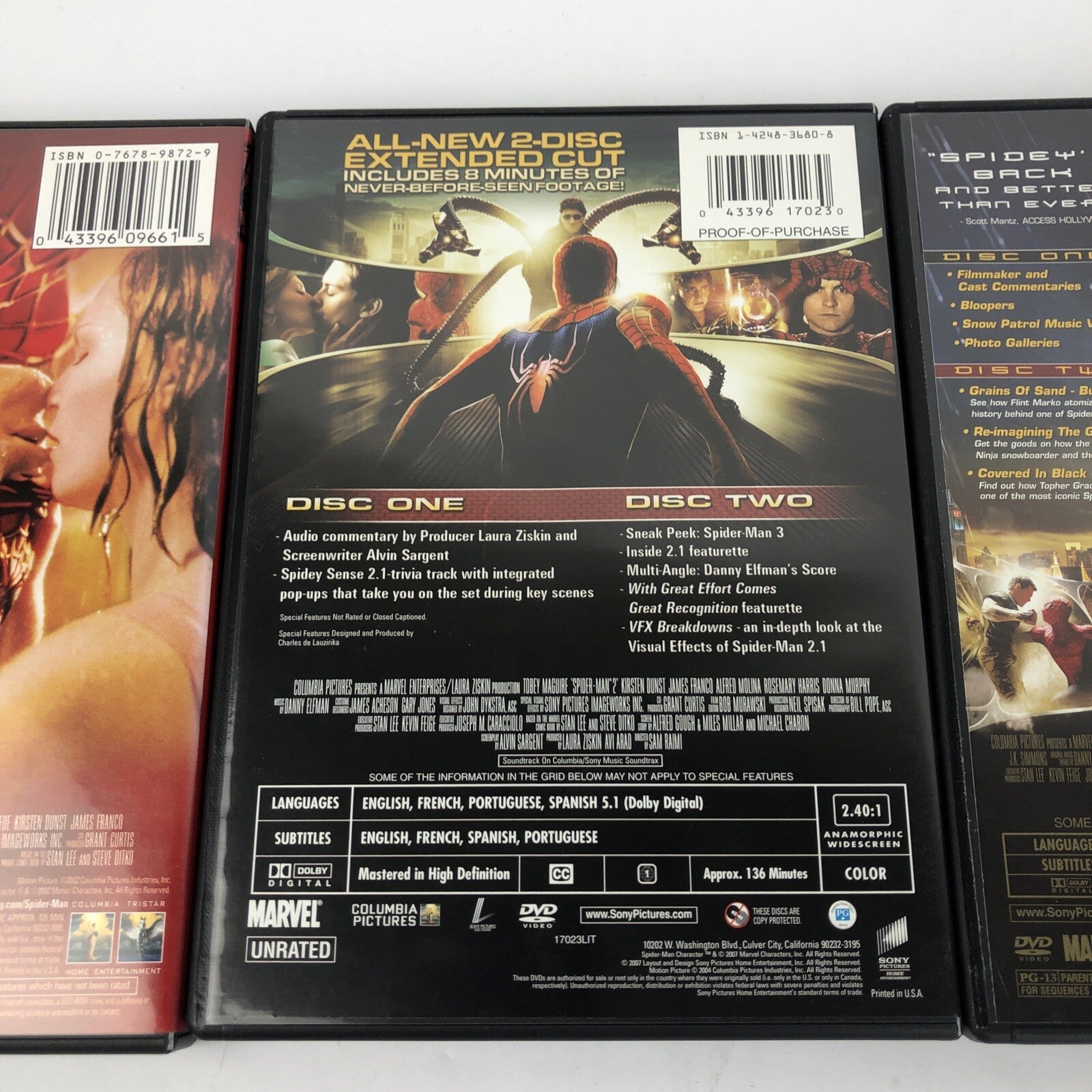 Spider-Man, Spider-Man 2.1, Spider-Man 3 - 3 x DVD Lot * MINT CONDITION FreeShip