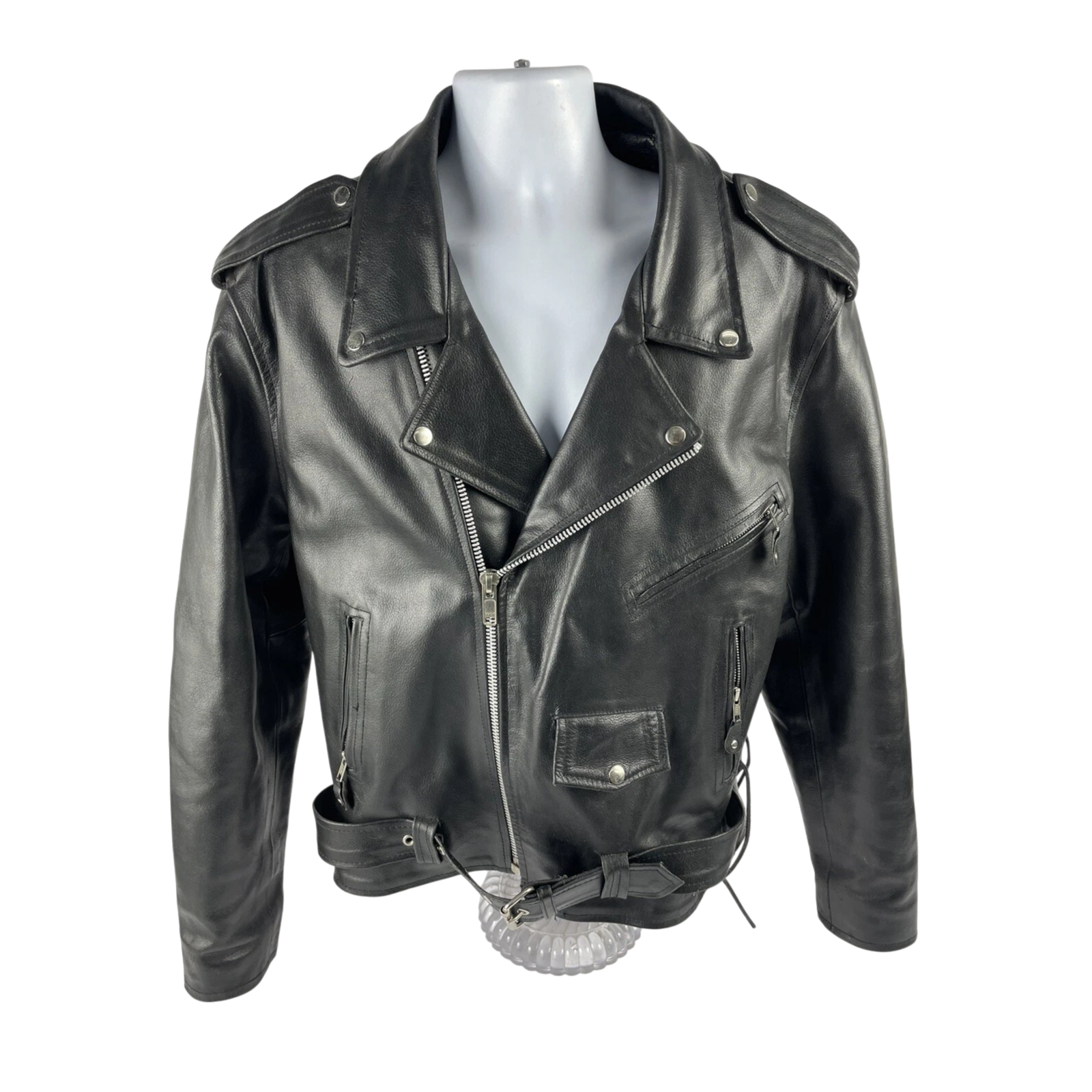 Vintage Echtes Leder Genuine  Leather Motorcycle Jacket Size 46 Excellent