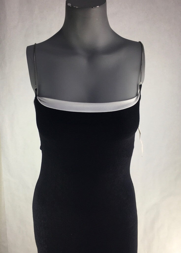 ESP Womens Sheath Dress Black Spaghetti Strap Asymmetric Studded Stretch S New