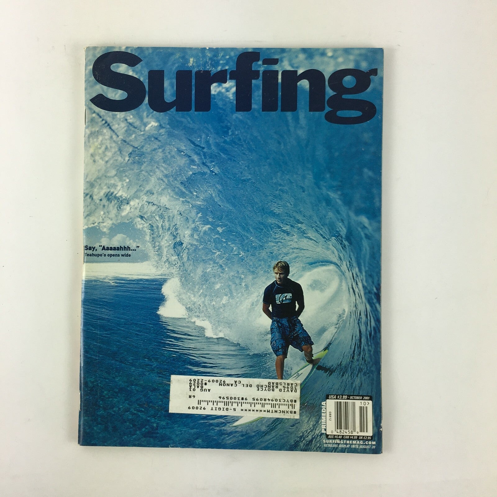 October 2001 Surfing Magazine Say, Aaaaahhhh. Teahupo'o Opens Wide