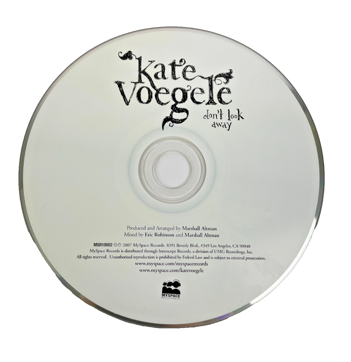 Kate Voegele – Don't Look Away Digital Audio CD Myspace Records 2008