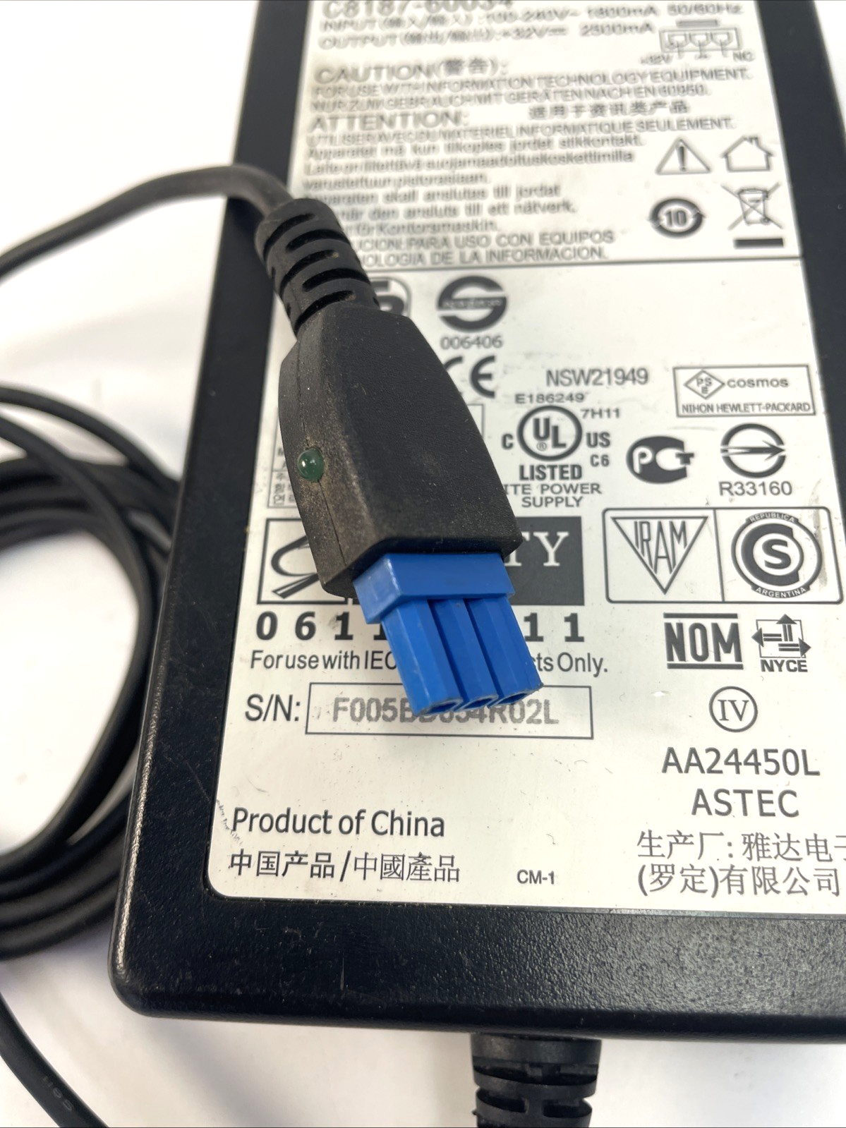 Genuine HP 32V 2.5A 80W AC Adapter Power Supply Charger C8187-60034          A00