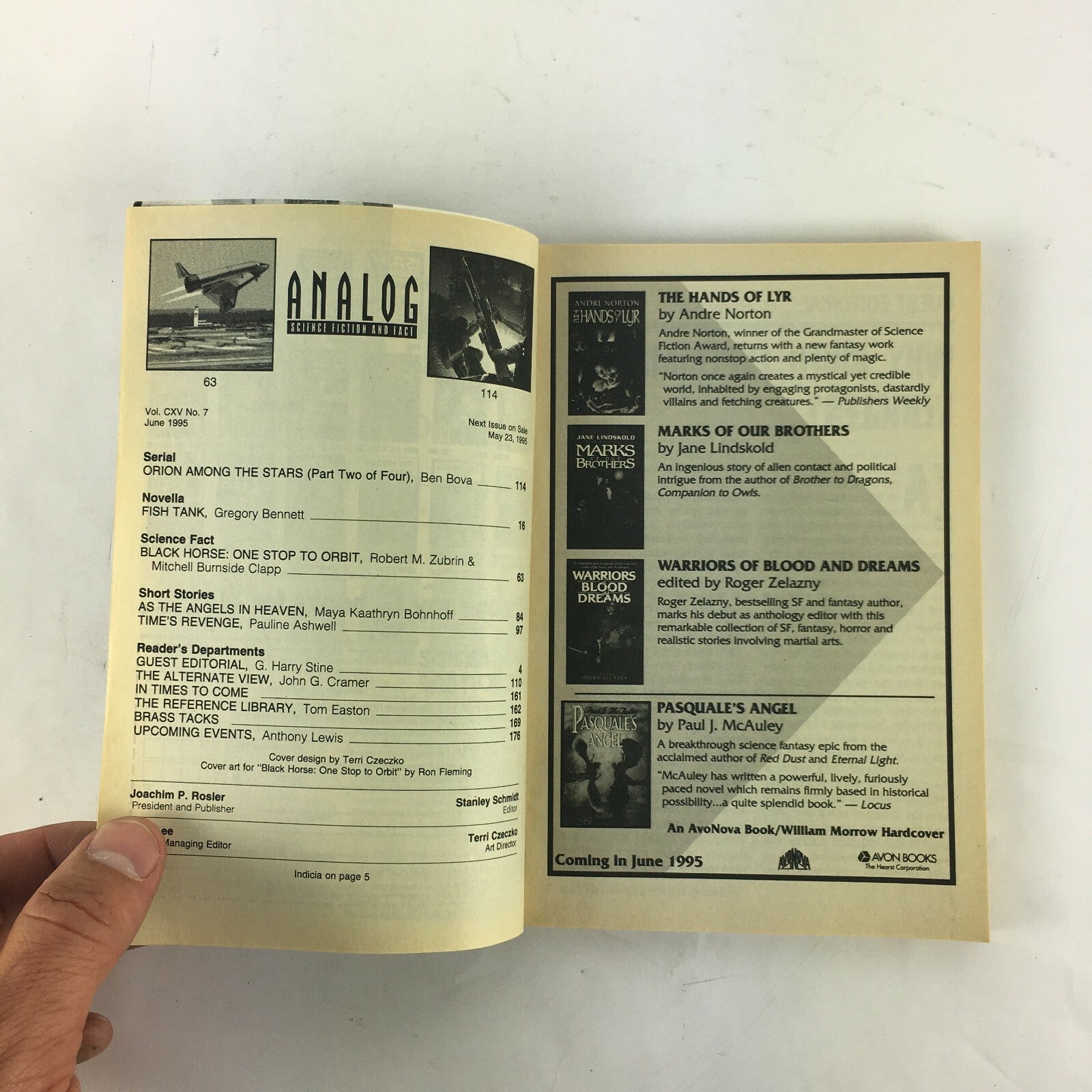 June 1995 Analog Science Fiction Fact Magazine BlackHorse BenBova GregoryBennett