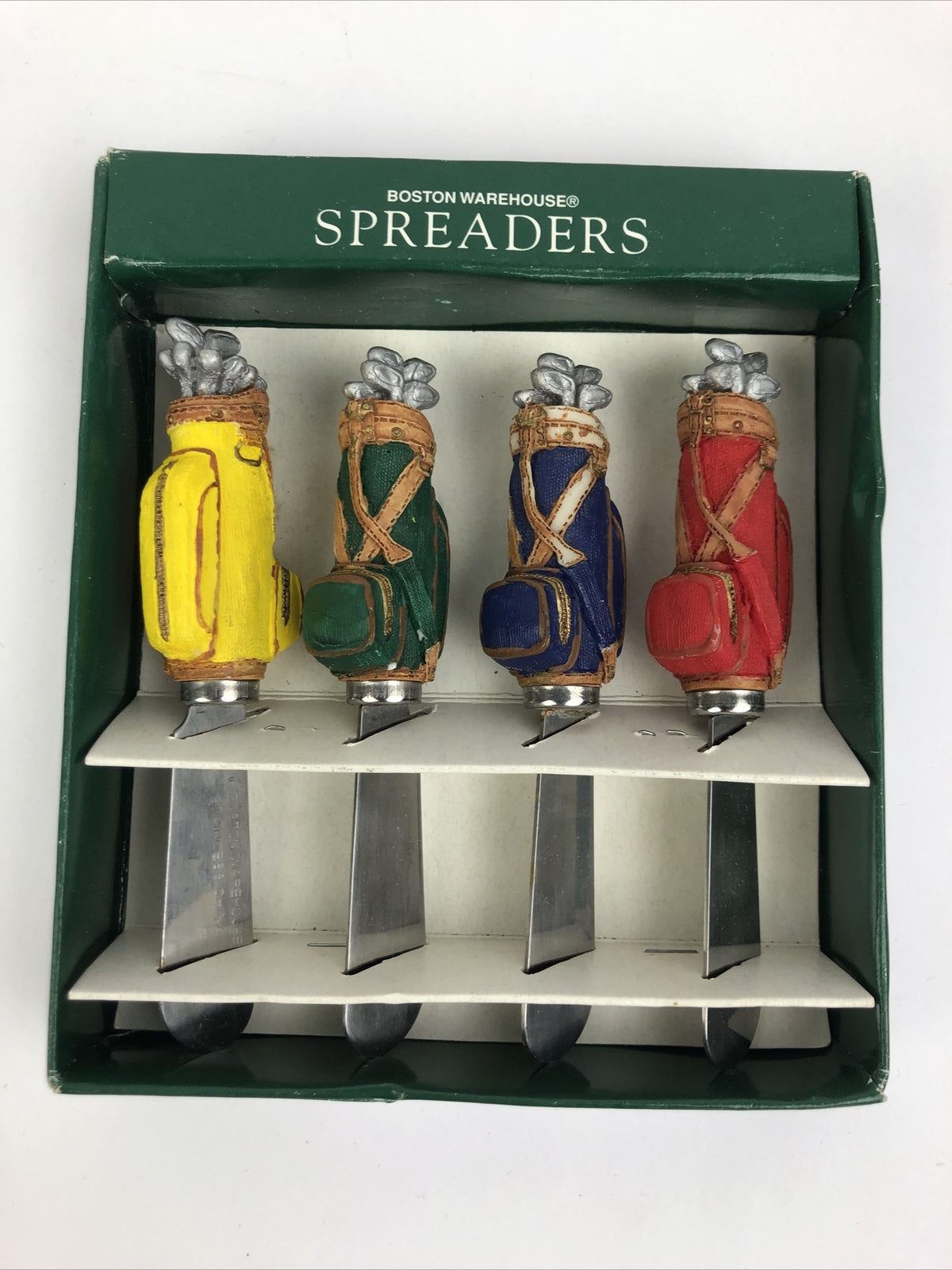 Golf bag handle cheese spreader set of 4 appetizer serving knives golf themed kitchen tools new